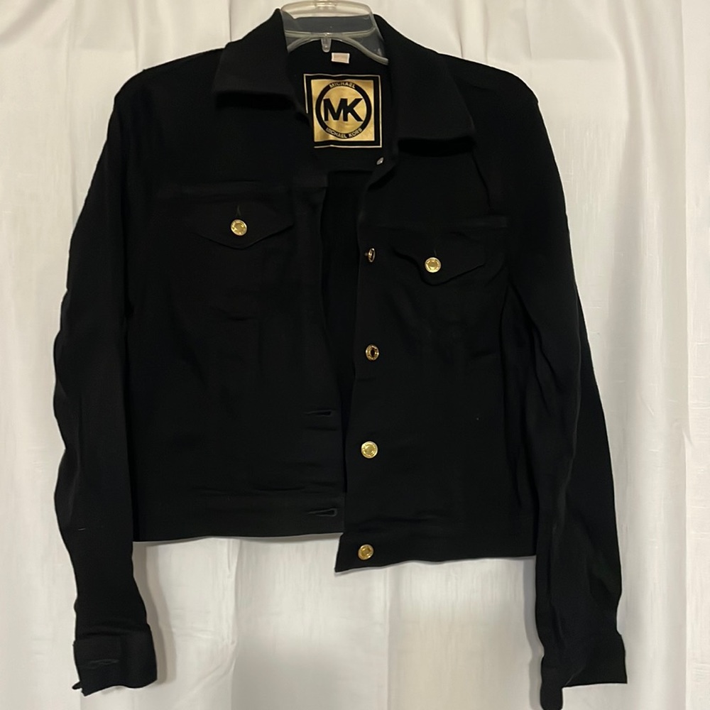 Michael Kors Black cropped denim jacket. Like new!